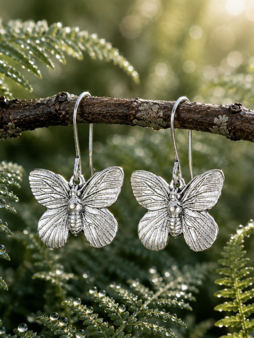 Silver Butterfly Earrings Nature Inspired Artisan Jewelry Hand Crafted